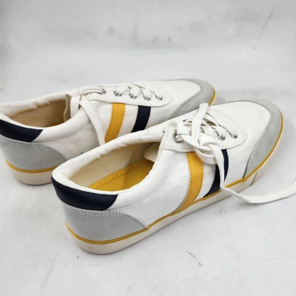 Club Room Noah Stripe Lace-Up Sneakers Men's 7 Yellow Multi Round Toe Slip On